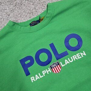 Polo Ralph Lauren Sweatshirt Womens XL Green Logo Crewneck Pullover